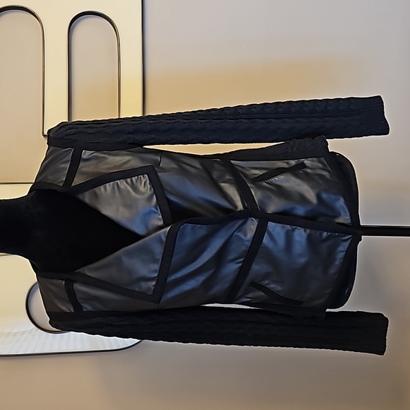 Anthropologie Elevenses Knit and faux leather jacket - Picture 1 of 13